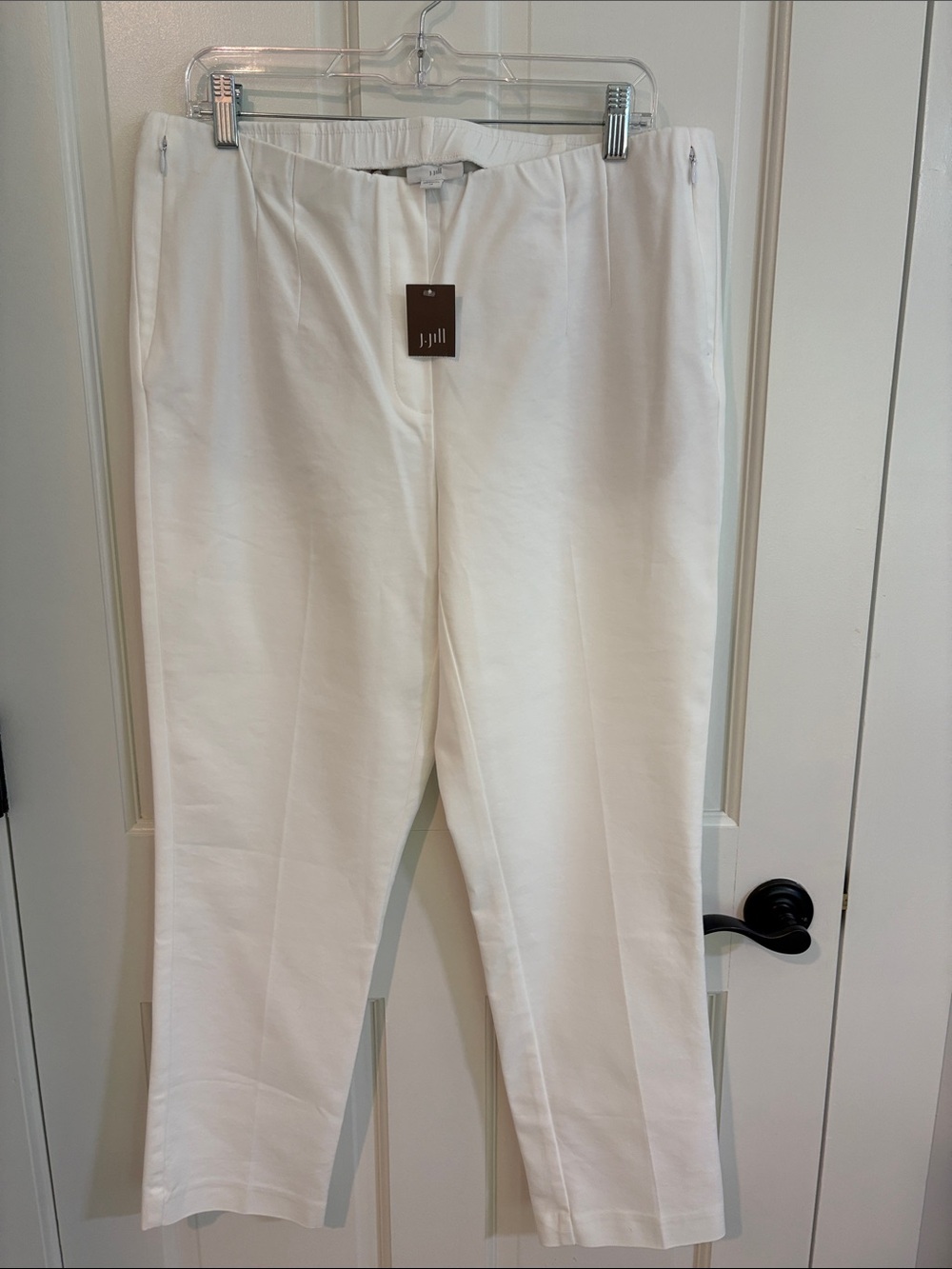 J. Jill NWT Size 14 White Versatile Cotton-Stretch Slim Leg  Pants